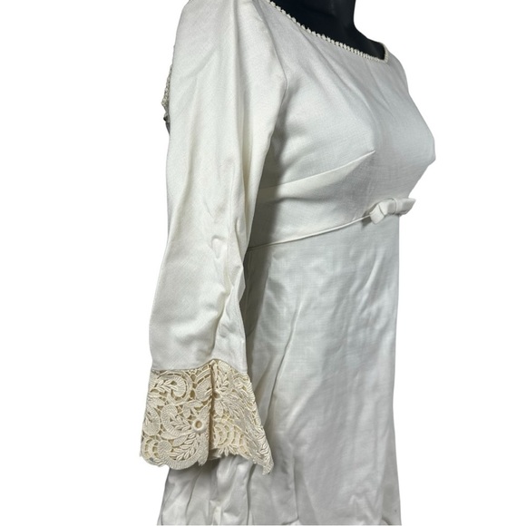 Alfred Angelo Vintage 60s? Wedding Dress Empire Waist Button-Up Union Tag XS - Picture 3 of 13